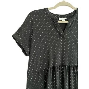 J. Jill Pima Cotton Babydoll Dress Polka Dot Black and White Small Petite